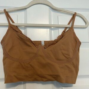 Aerie Tan Wireless Bra with Adjustable Straps